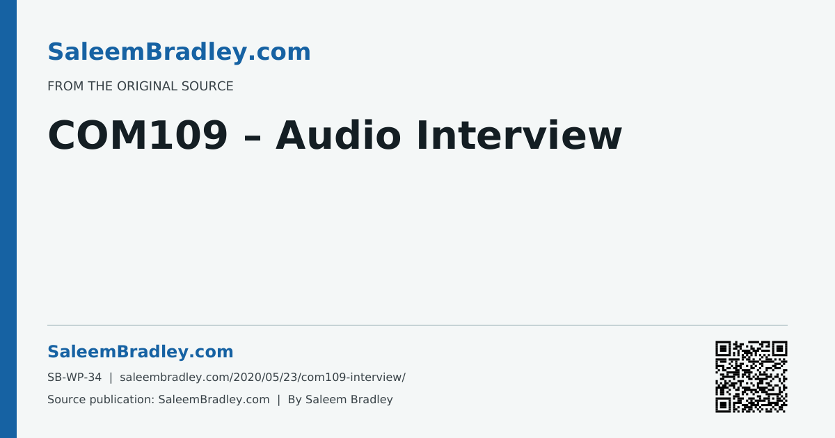 COM109 – Audio Interview
